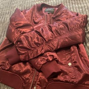 Forever 21 Burgundy Bomber Jacket
